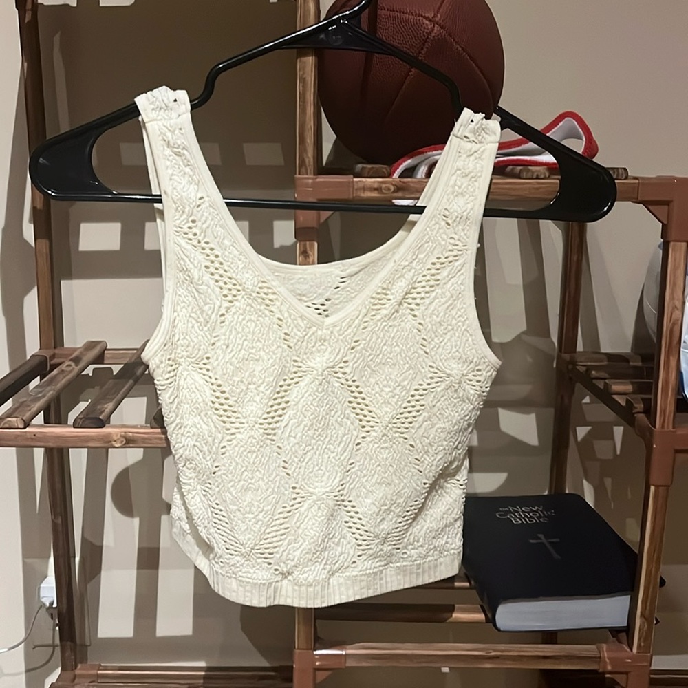 Cream Floral Lace Tank Top